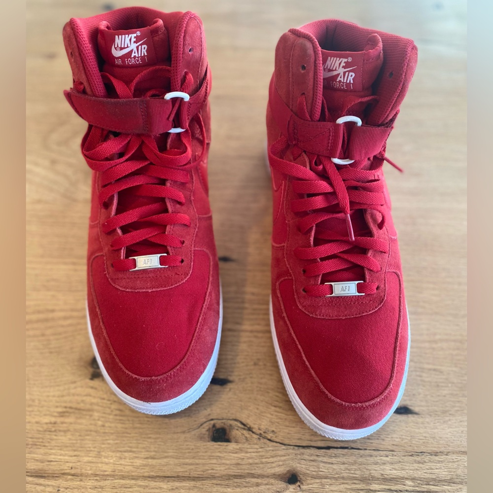 Nike Air Force 1 High Top Red Men’s Size 13 Preowned - Picture 1 of 9